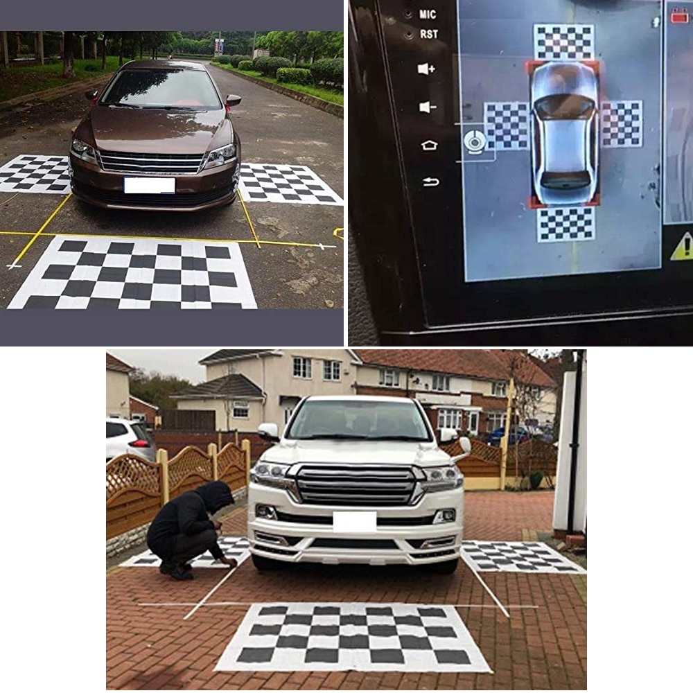 Carsanbo Fabrics 4 Pieces Car Camera Calibration Cloth for 360 Degree Surround Bird View System