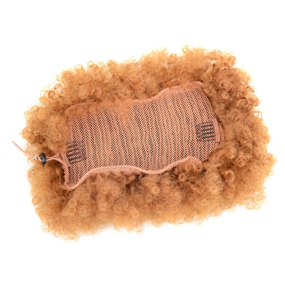 Corto Afro Puff moño de pelo sintético Chignon Hairpiece para mujeres negras cordón Cola de Caballo rizado Updo Clip extensiones de cabello