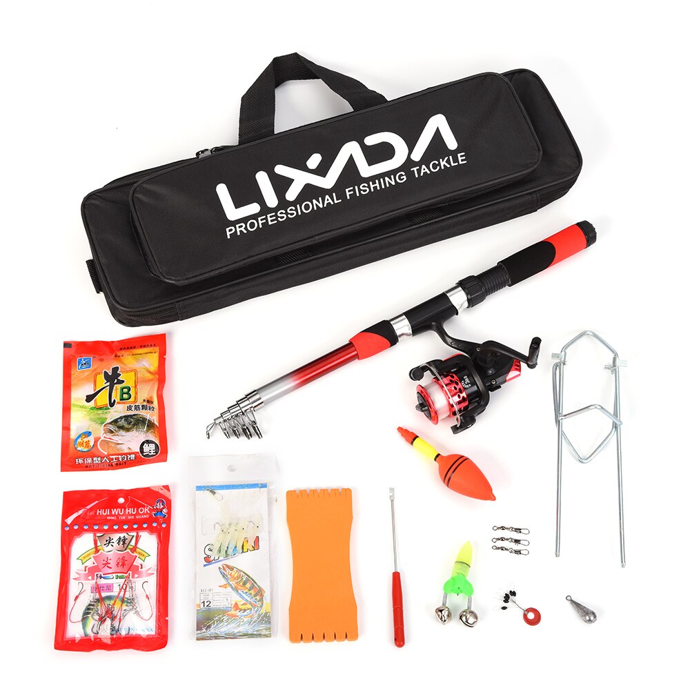 Lixada Fishing Rod Reel Combo Full Kit with 2.1m Telescopic Fishing Rods Spinning Reels Fishing Lure Hook Accessorie Fishing Bag: Default Title