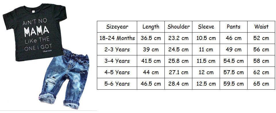Nyfödda småbarn spädbarnskläder,coola kläder för pojkar, t-shirt för bebisar t-shirt + slitna jeans jeansbyxor kläder set