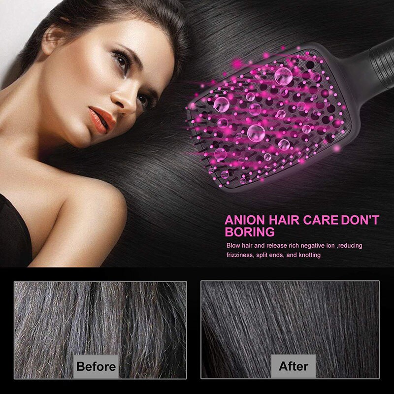 Secador de pelo eléctrico 2 en 1, cepillo Styler en seco y húmedo, aire frío, cuidado del cabello, herramientas lisas