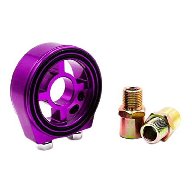 Car Universal Oil Filter Cooler Plate Adaptor M201.5 and 3/4-16 Sandwich Adapter Oil Gauge: Purple