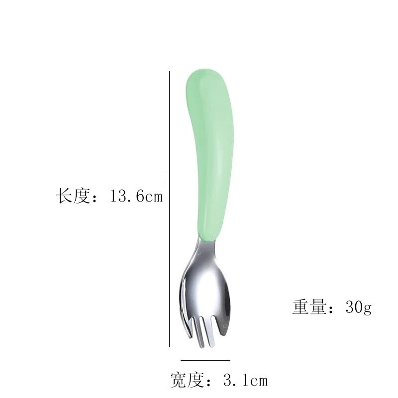 Service de table pour nourrissons, pour nourrissons, fourchette Gadgets en acier inoxydable 304 sans BPA, vaisselle de dessin animé, couverts: Green Fork