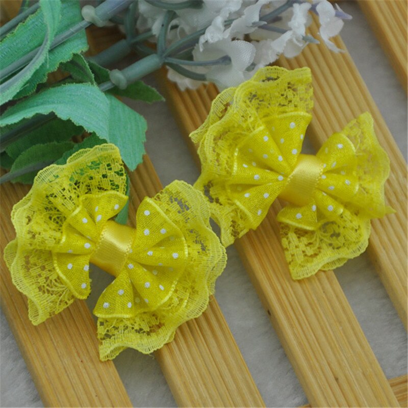 Lace Organza Ribbon Bows, Flores Applique, Decoração do casamento, A088, 20pcs