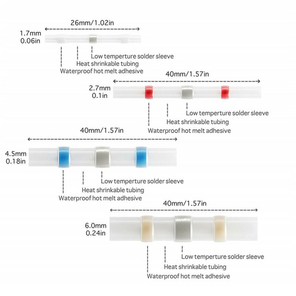 300 * Wire Terminal Connector Smeltlijm En Soldeer Polyolefine Buizen Krimp 3: 1 Dubbelwandige Auto Accessoires