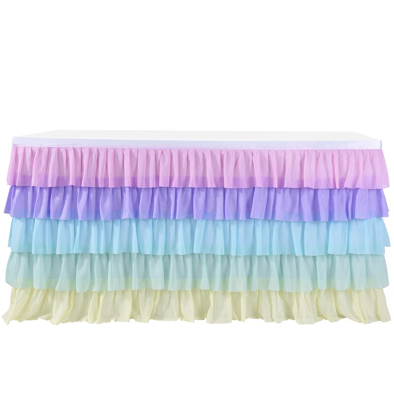 Rainbow Tablecloth Table Skirt 6 Colors Rectangular Table Birthday Party Christmas Decoration Easy To Install: 1