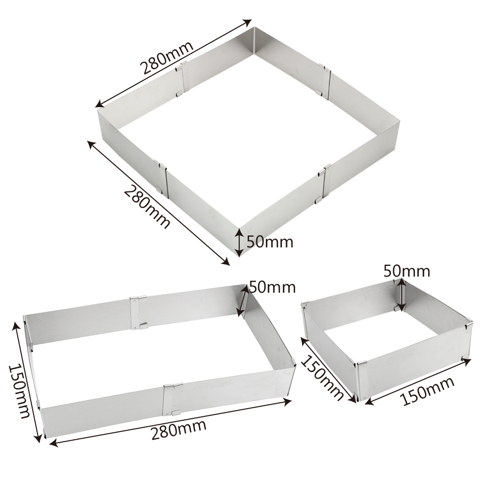 Dessert Bakgereedschap Cake Gereedschap Verstelbare Mousse Ring Diy Cake Decoreren Mal Vierkant Cakevorm Bakvormen Roestvrij Staal