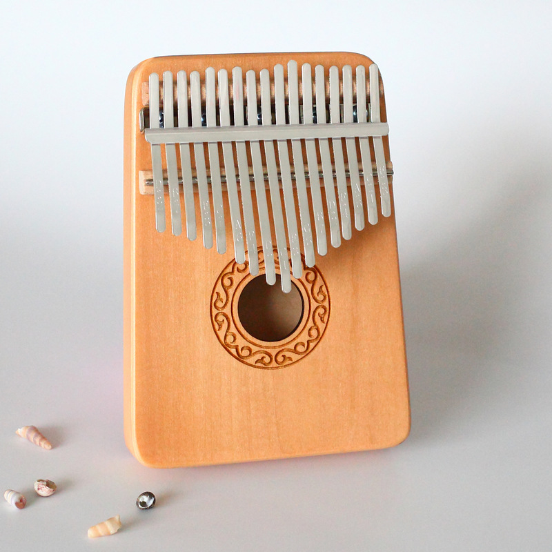17 teclas para piano con calimba, de caoba sólido, instrumento de música, de cumpleaños, de Navidad con C: Blanco