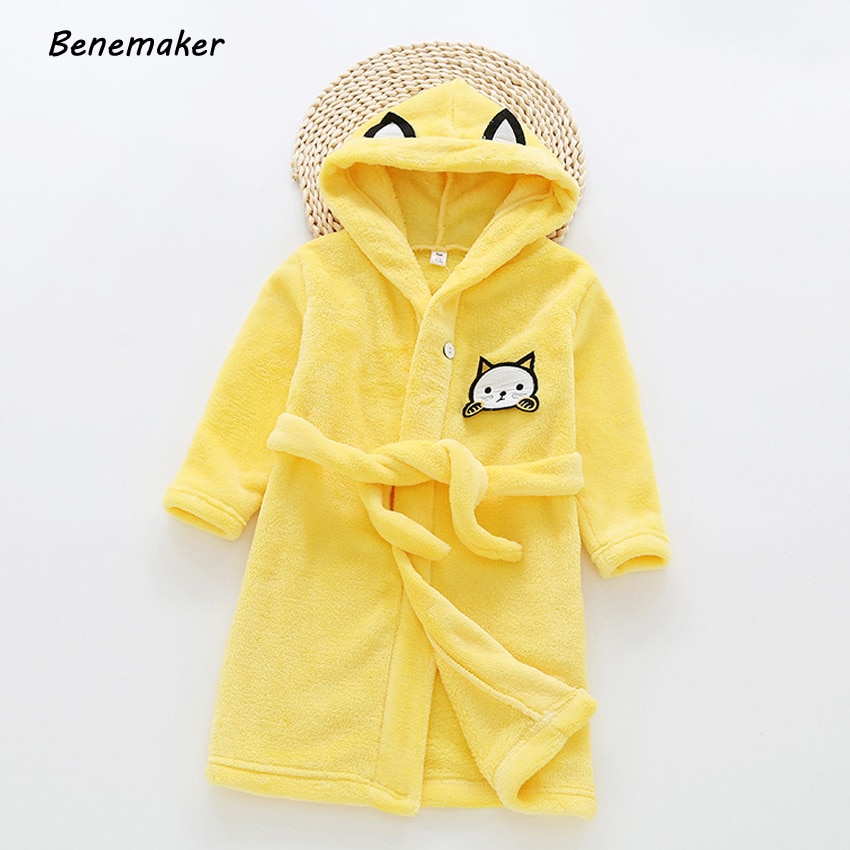 Benemaker børnebadekåbe solid tegneserie ropa de bebes nattøj langærmet hætte baby flannel tøj børnekåbe  na060