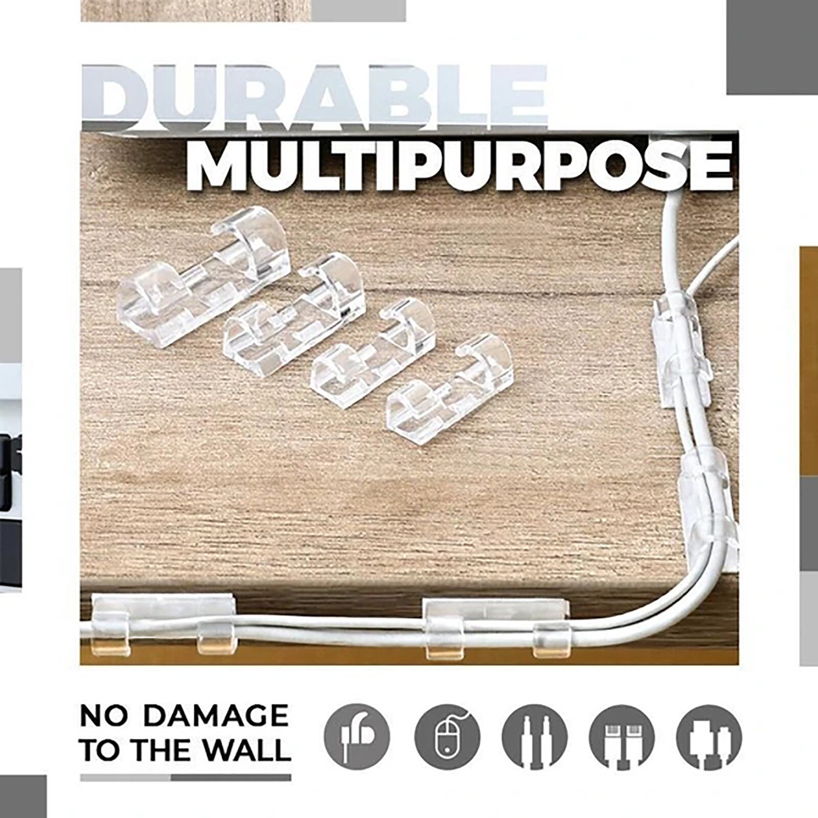 25/30pc Finisher Wire Clamp Self-adhesive Wire Organizer Cable Clip Holder Self-Adhesive Cable Clips Organizer USB Cable Winder