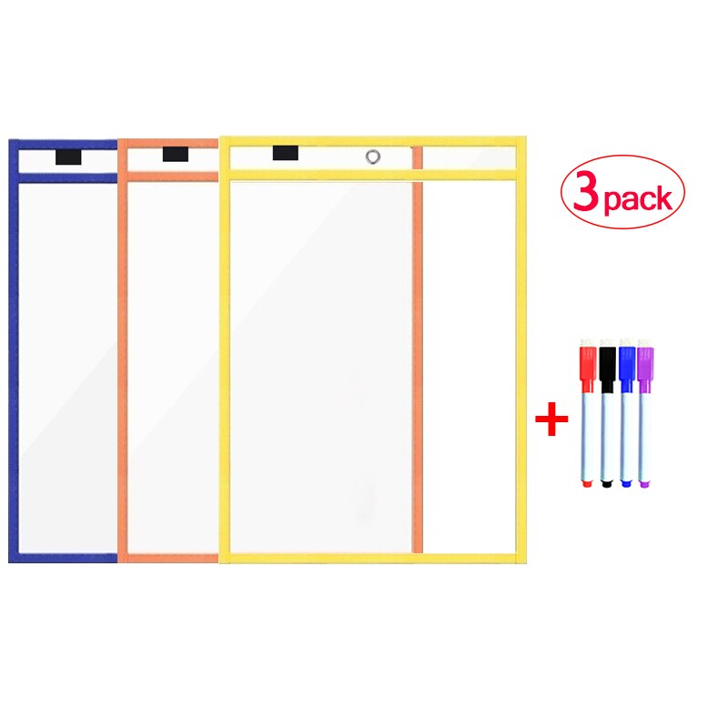 Erasable Dry Erase Board Write Delete File Dry Erase Pockets Drawing Teaching Practice Board Writing White Board markers For Kid: 3B4P