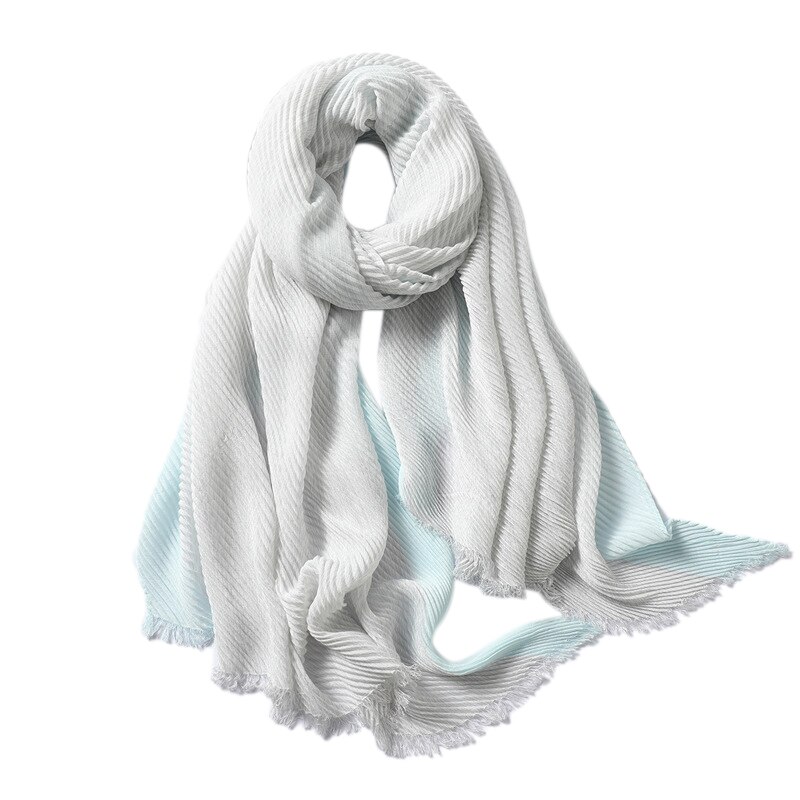 Solid Vrouwen Sjaal Crinkle Hijaabs Voor Lady Vouw Sjaals En Wraps Winter Lady Hoofdband Neck Warme Sjaals Foulard: Blue Grey