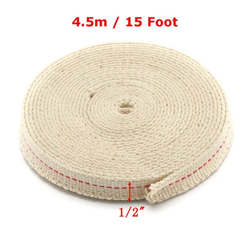 4.5M White Flat Cotton Alcohol Wick Oil Lamp Wicks Burner DIY Stove Lighting Lantern Oil Lamp Making Wick Accessories: Default Title