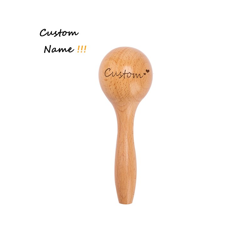 Custom Baby Rettle Wooden Toy Beech Sand Hammer Maraca Rattles Musical Instrument Sound Early Educational Toys For Children: Custom small