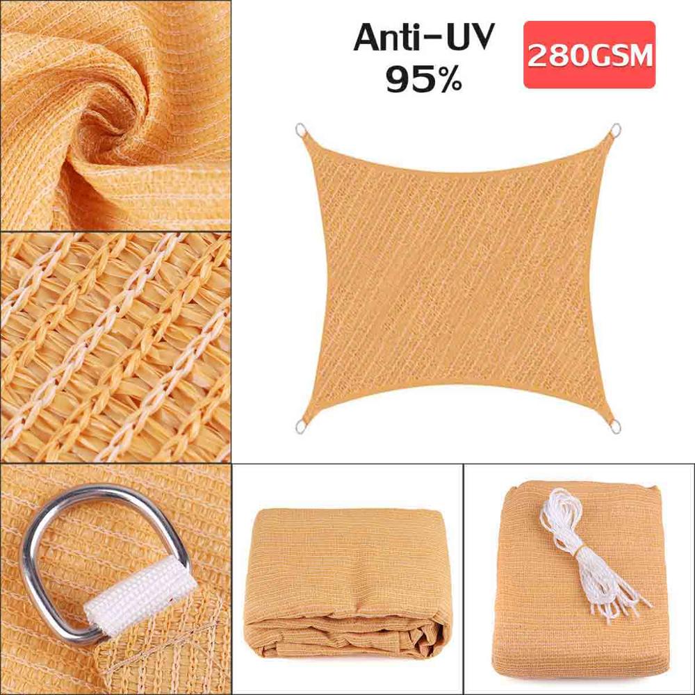 280GSM HDPE Farbic Vierkante 5x5 m/4x4 m Zonnescherm Zeil Zonwering Netten 4x4 m voor Tuin Cover Bloemen Planten Patio Gazon: sand 300x300cm