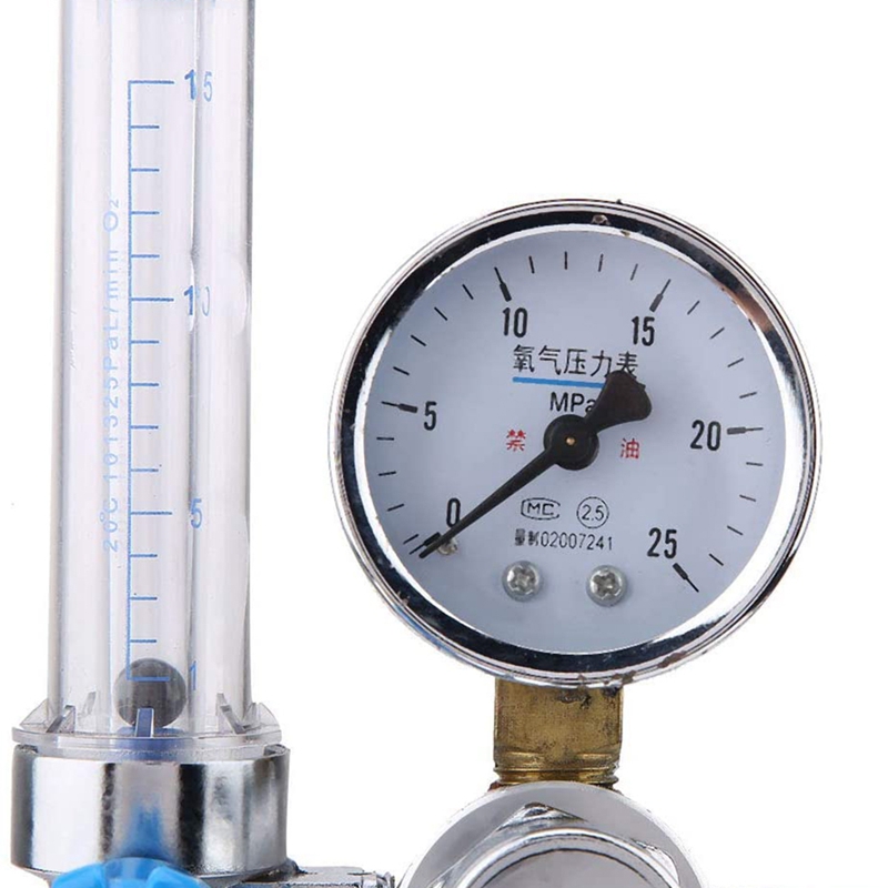 Oxygen Flow Meter Oxygen Flowmeter Pressure Gauge Oxygen Pressure Valve Regulator 0-10L/Min Internal Thread G5/8