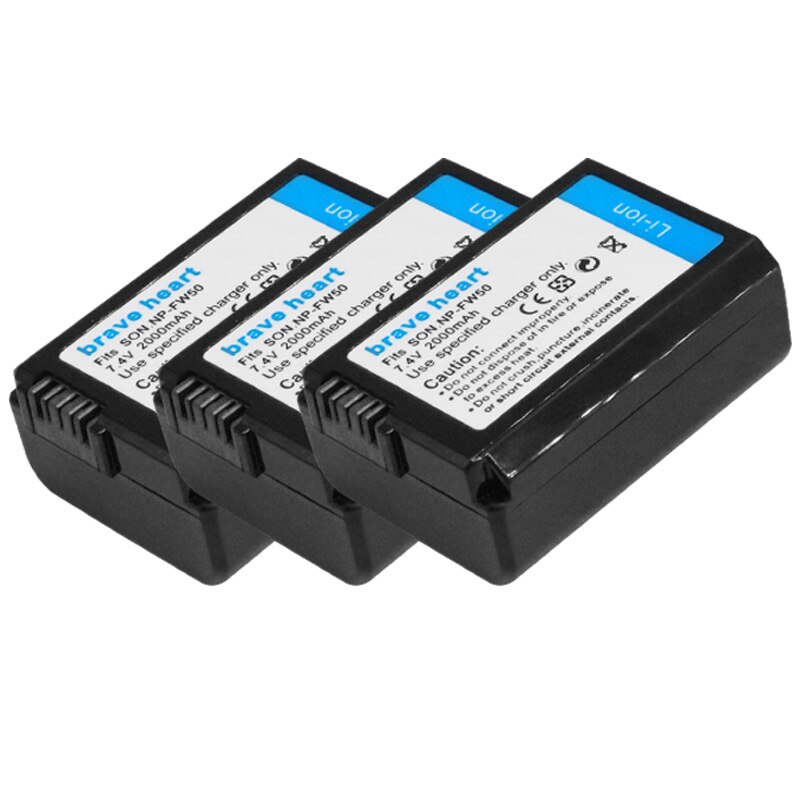 4x batterie Bateria NP-FW50 NP FW50 batteria per Sony A6000 A6400 A6500 A6300 A7 A7II A7RII A7SII A7S A7S2 A7R: 3batteria