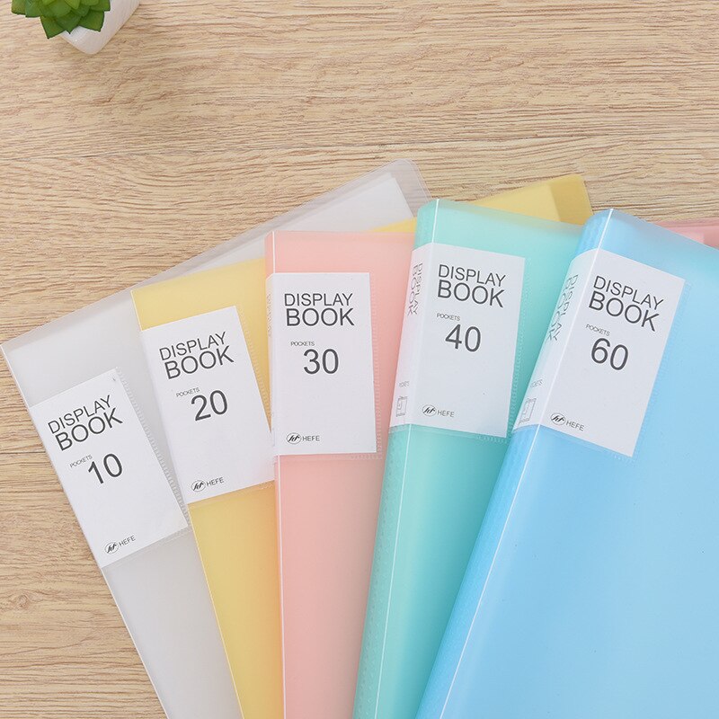 1Pc A4 Display Boek 40/60 Pagina Transparante Insert Map Document Opbergtas Voor Bank Campus Bestand Kantoor Werkplek Familie: random color 60 page