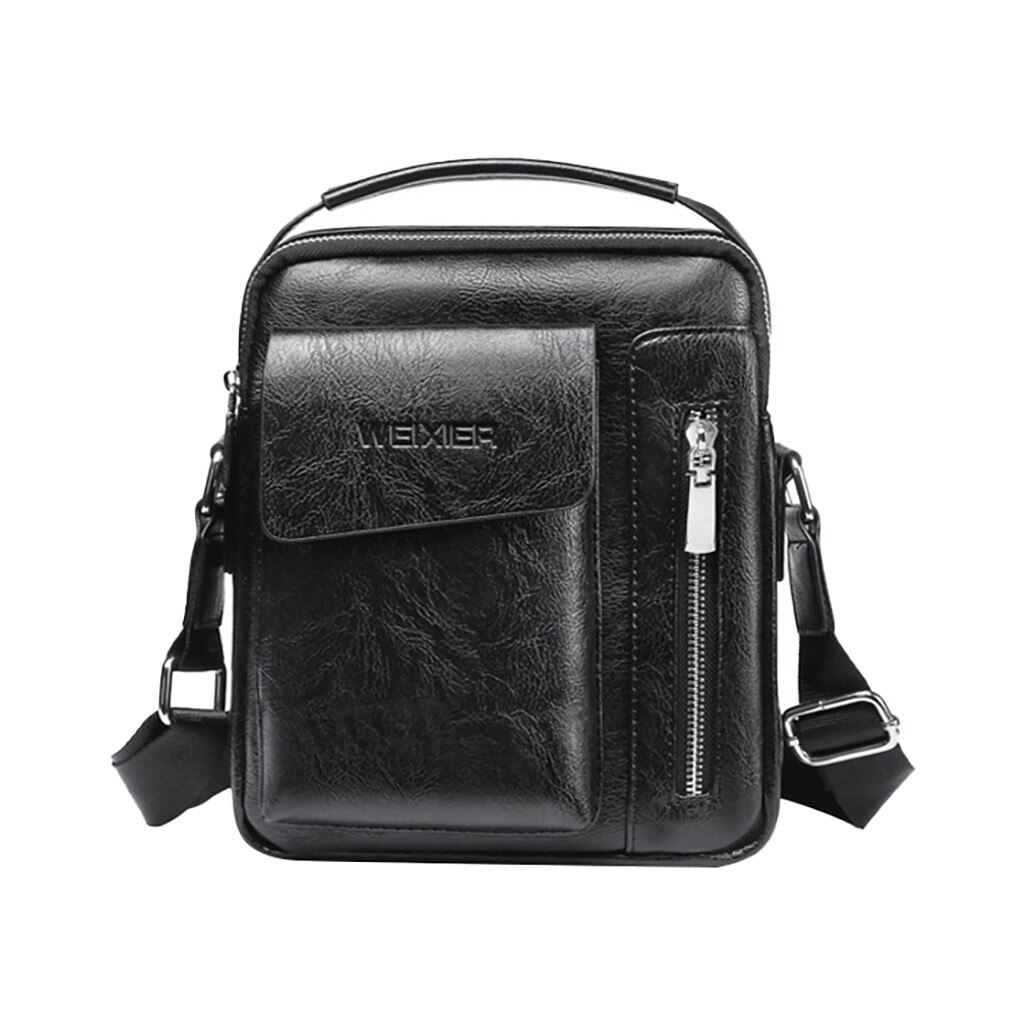 Bolso de cruzado de cuero Artificial, bandolera Vintage de hombro con cremallera, # LR4,: Black