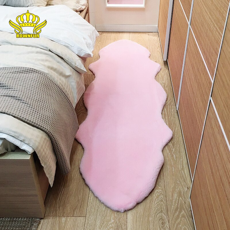 ROWNFUR-tapis de sol à poils artificiels, moelleux, lavable, en fausse fourrure, à la , pour salon et chambre à coucher,: Pink