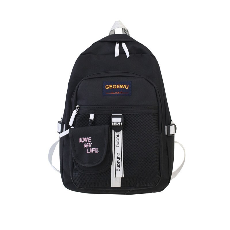 school bags for teenage girls backpack schoolbag boys Large Capacity Campus Student Bag women bookbags: Black