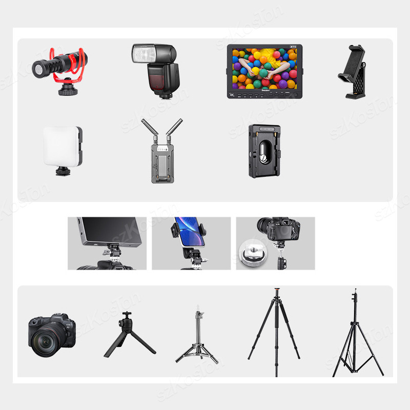 Mini soporte para Monitor, cabezal de trípode, adaptador de zapata fría de 1/4 pulgadas para montaje de Monitor de cámara, Flash, micrófono, luz de relleno LED