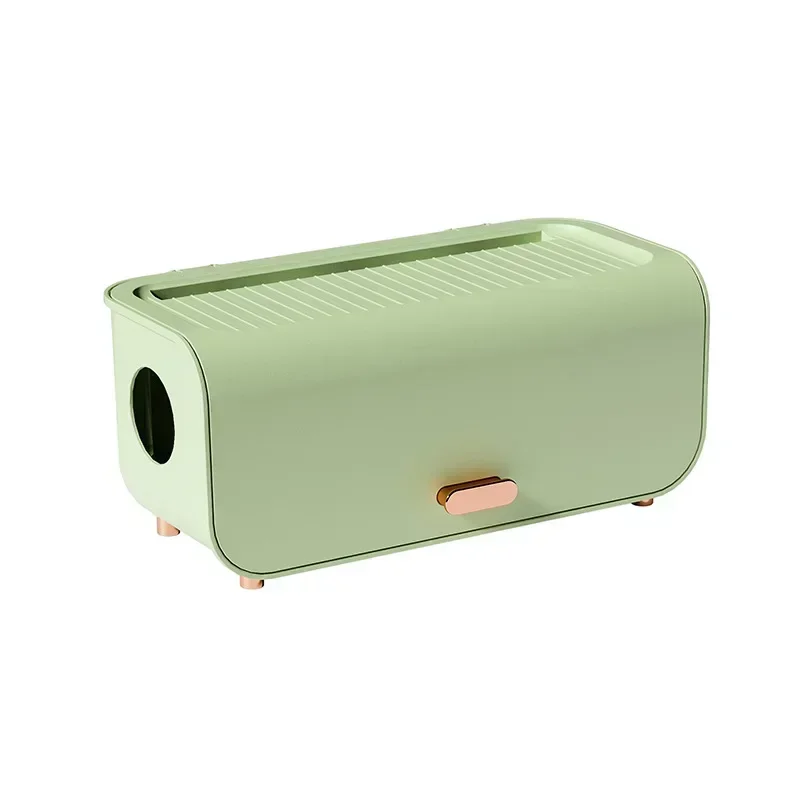 Desktop Cable Storage Box Power Line Storage Case Waterproof Dustproof Charger Socket Organizer Wire Case Cable Winder Organizer: green