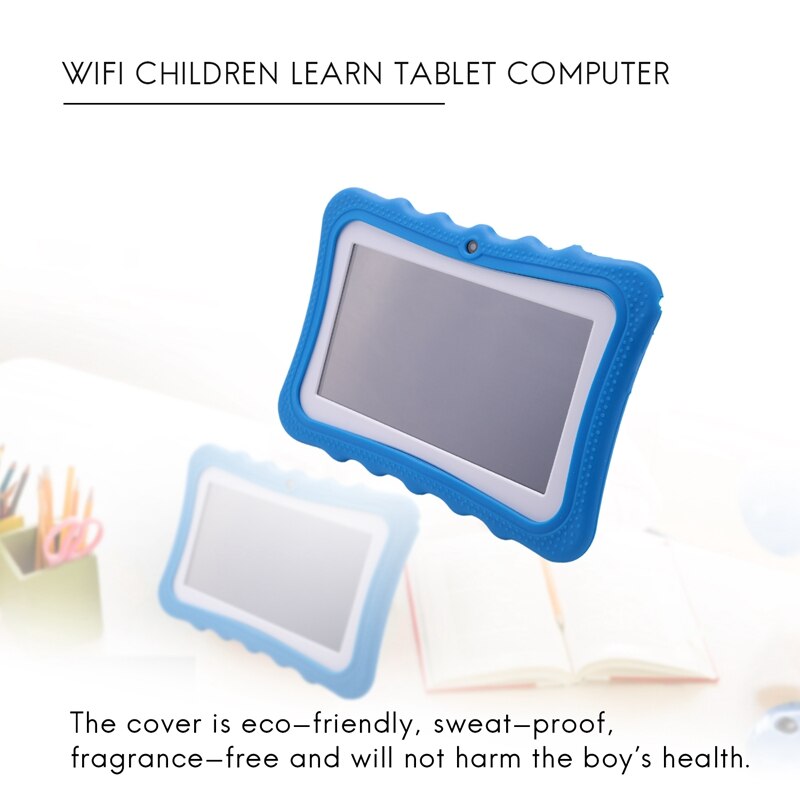 Tablet für kinder mit , 7- zoll-hd-display und kindersicherer silikonhülle (quad-core 8gb prozessor, wlan, bluetooth, front- und rückkamera), eu-stecker
