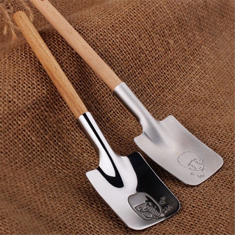 Plata de acero inoxidable vajilla cuchillería Set Shovel postre sandía cuchara pareja creativa de San Valentín Set cuchara