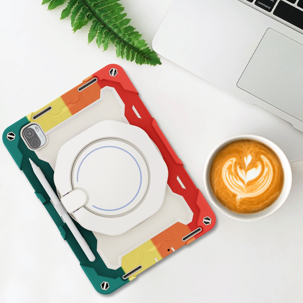 Funda de silicona para Xiaomi Mi Pad 5 MiPad5 Pro, carcasa de 11 pulgadas, , segura para niños, a prueba de golpes, anillo de tracción, soporte para tableta: Rainbow Red / For Mi Pad 5