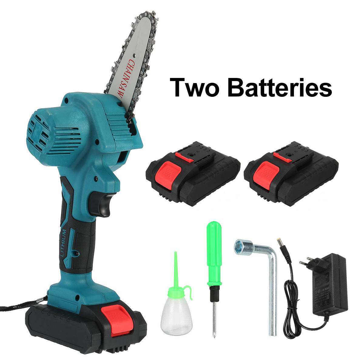 88V 3000W 4 Inch Mini Elektrische Kettingzaag Kettingzaag Met 1/2 Batterijen Houtbewerking Snoeien Een-Handed Tuin power Tools: Type A 2 battery