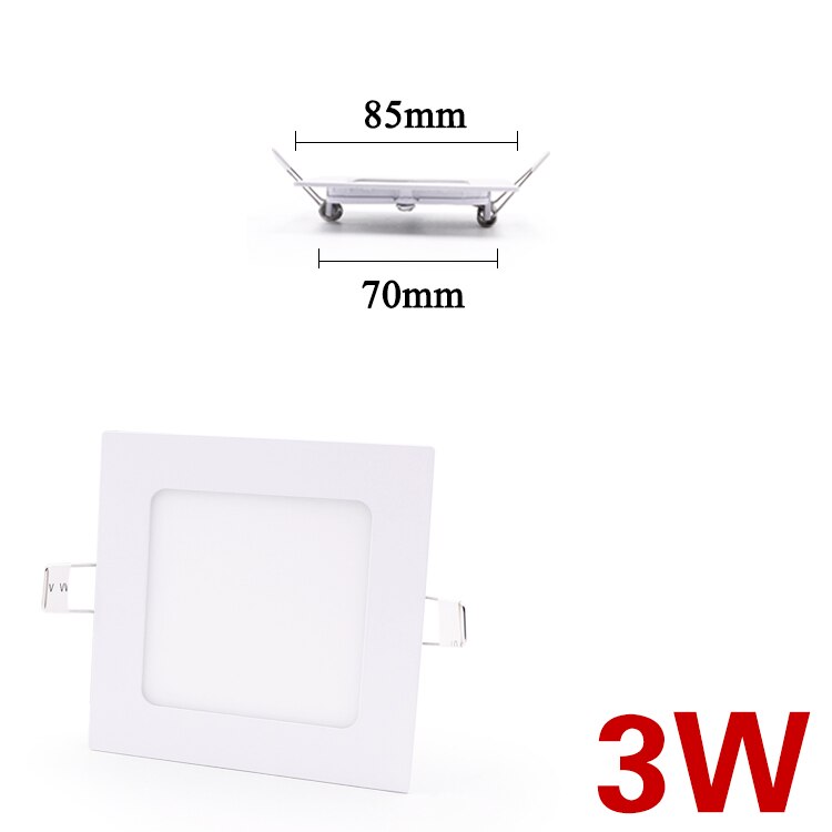 LED panel light Ultra thin Downlight lamp 3W 4W 6W 9W led ceiling lights recessed grid downlight slim round panel light: Square white 3W