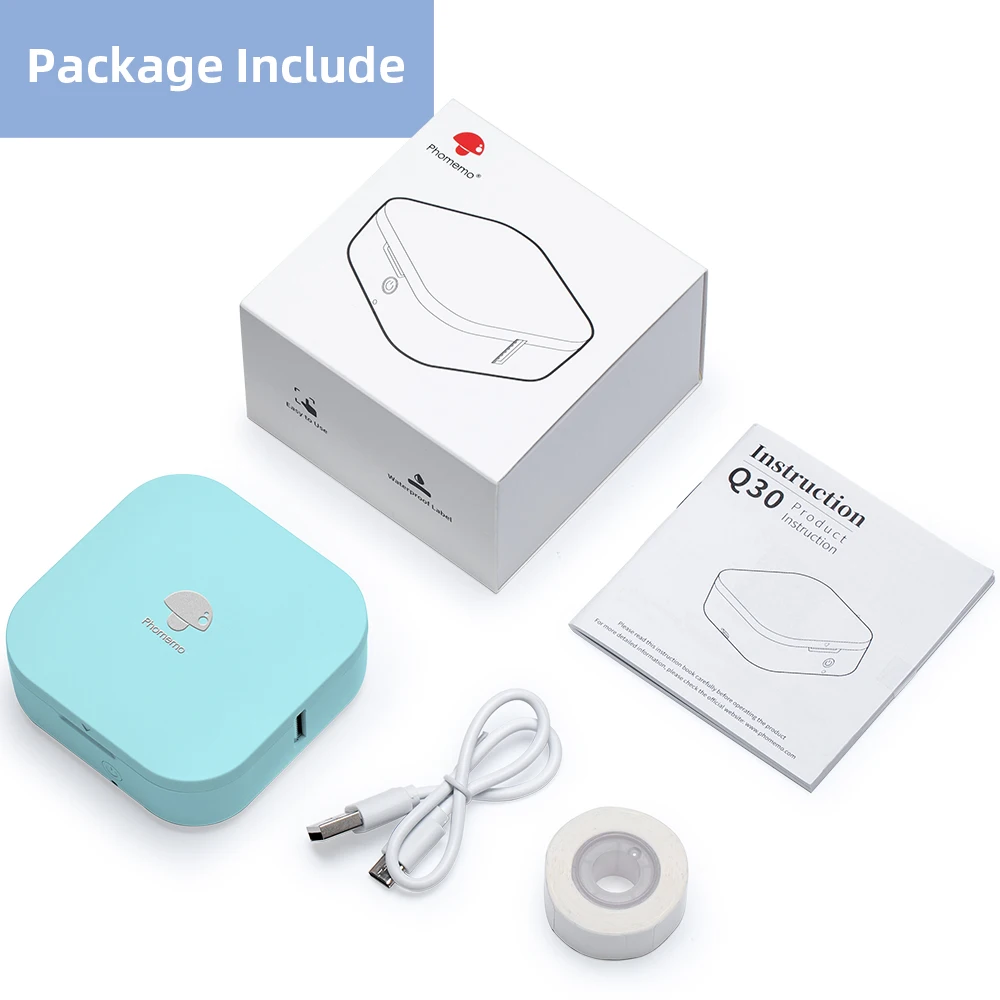Phomemo Q30 Wireless Label Printer Bluethooth Printer Pocket Thermal Label Sticker Maker Hebrew APP Similar as Niimbot D110 D11: black