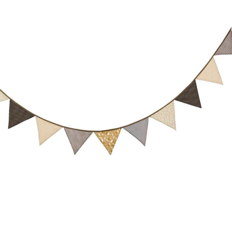 12 flaggor bomullstriangel girlander vimpel vintage bunting banderoll tyg dekor babyshower flaggor bröllopsfest tillbehör 3.2m