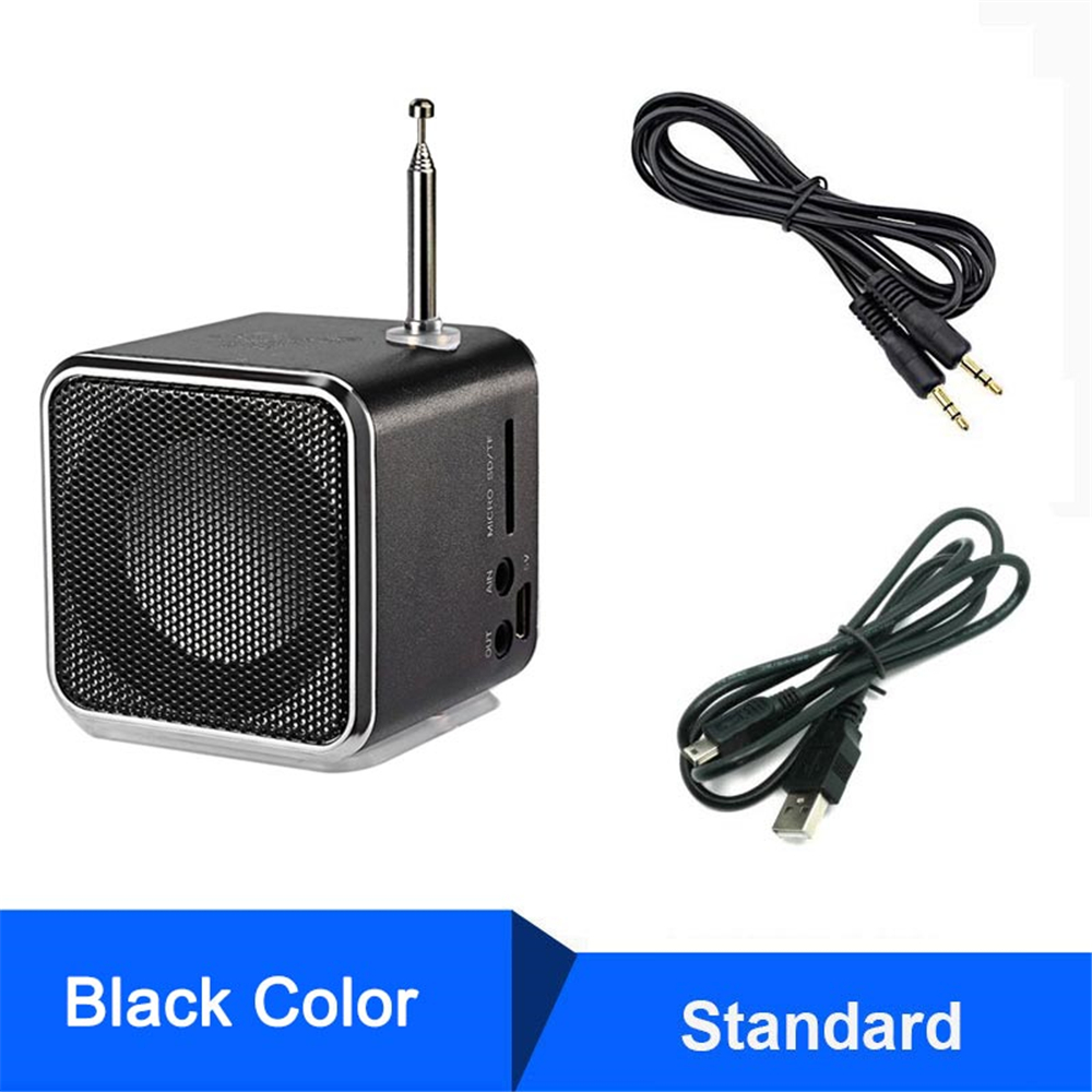 Mini TD-V26 Digital FM Radio Receiver Portable Radio FM Stereo Receiver With LCD Radio Speaker Loudspeaker Support Micro TF Card: black