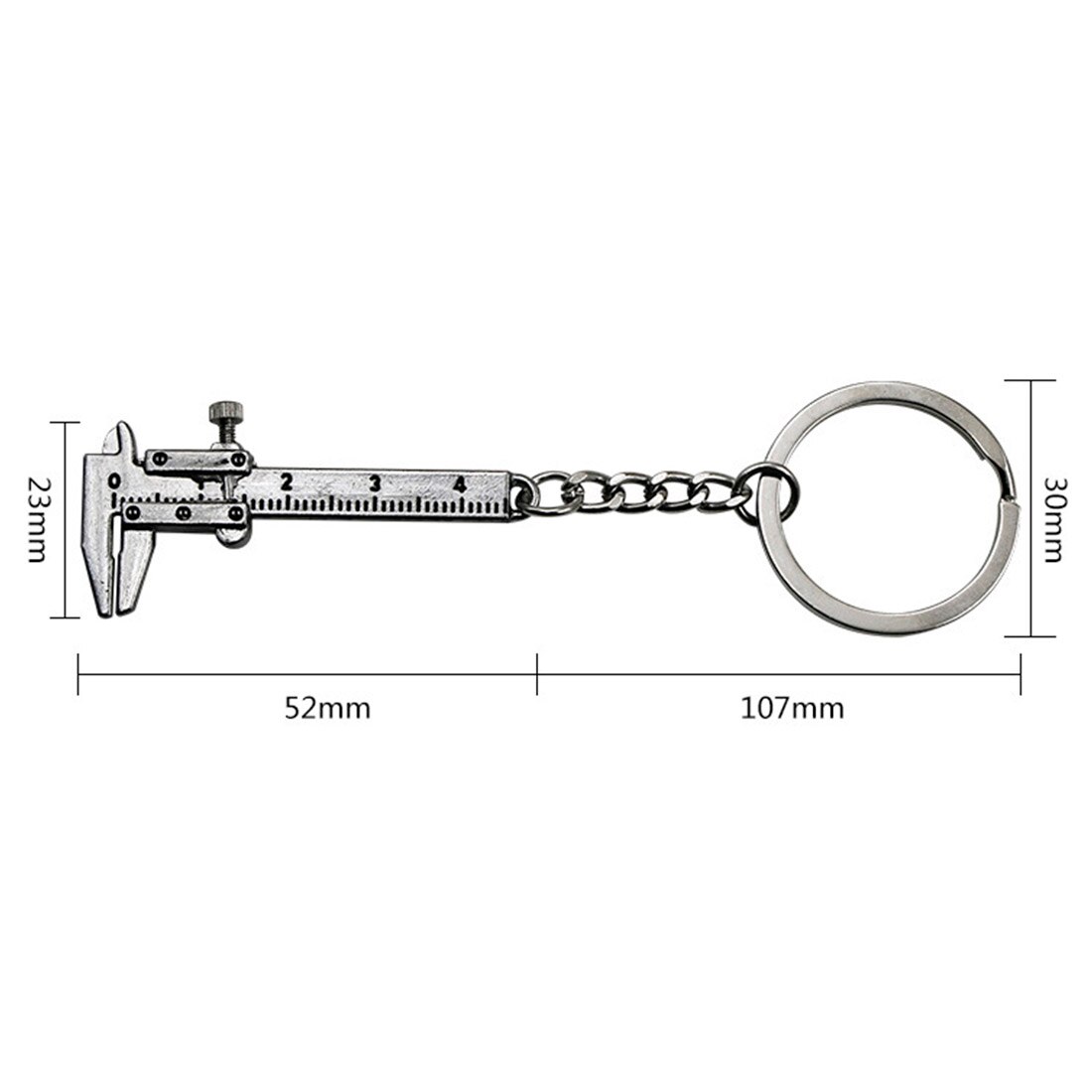 1Pc Univeral Car Styling Metal Movable Vernier Caliper Ruler Model Keychain Key Chain Keyring Keyfob Tool Accessories