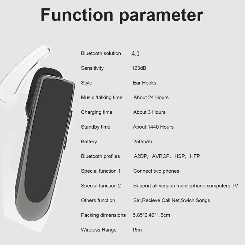 ZK22 K200 Bluetooth Headset Bluetooth 5.0 Handsfree Hoofdtelefoon Mini Draadloze Oortelefoon Voor Android Universal Business Rijden