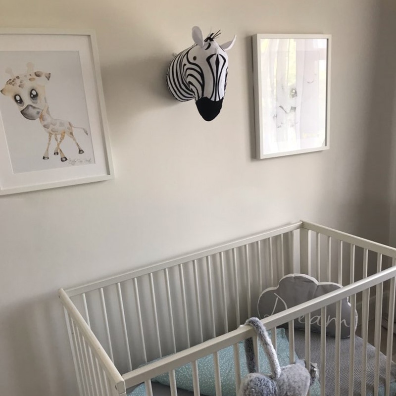 Sjove børneværelse dekoration 3d dyr hoveder væg hængende kunst indretning til baby girs børnehave værelse dekoration tegneserie blød installation