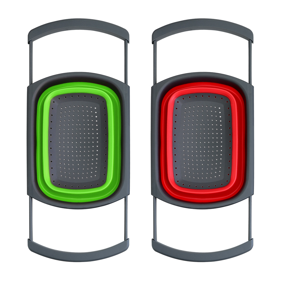 Square Silicone Collapsible Over The Sink Retractable Colander With Handle Kitchen Folding Strainer Bowls Drain water filter bas