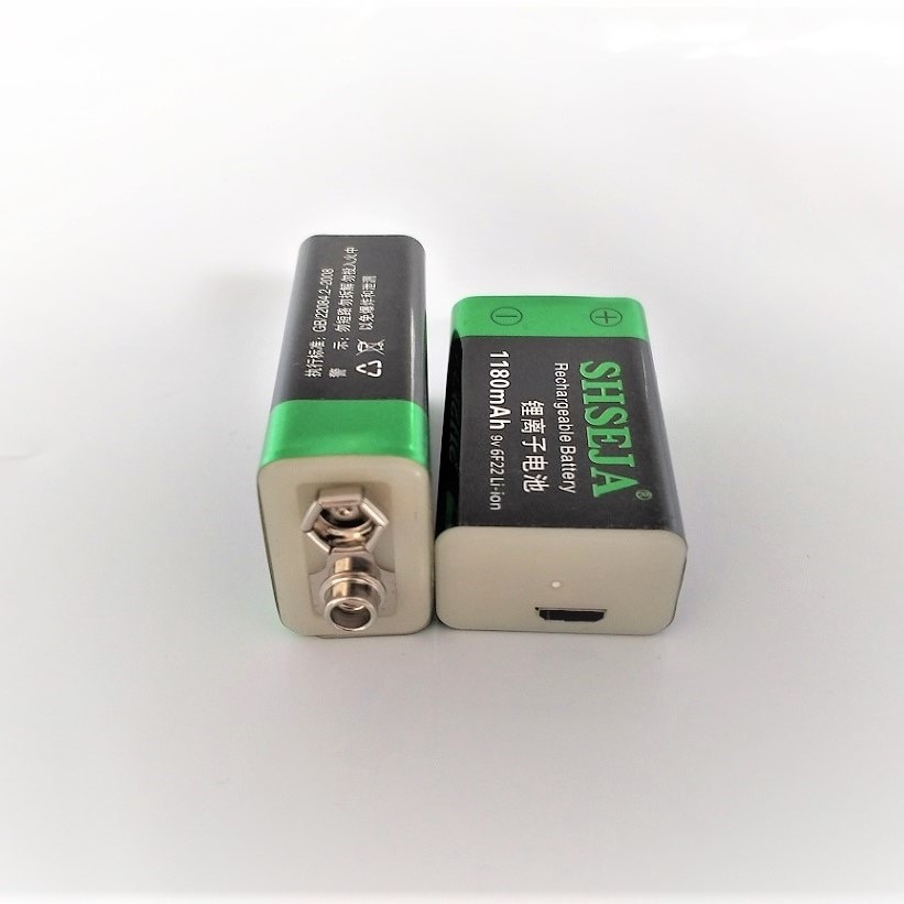 9V lithium li-po li-ion rechargeable battery 1180mAh 9V USB battery