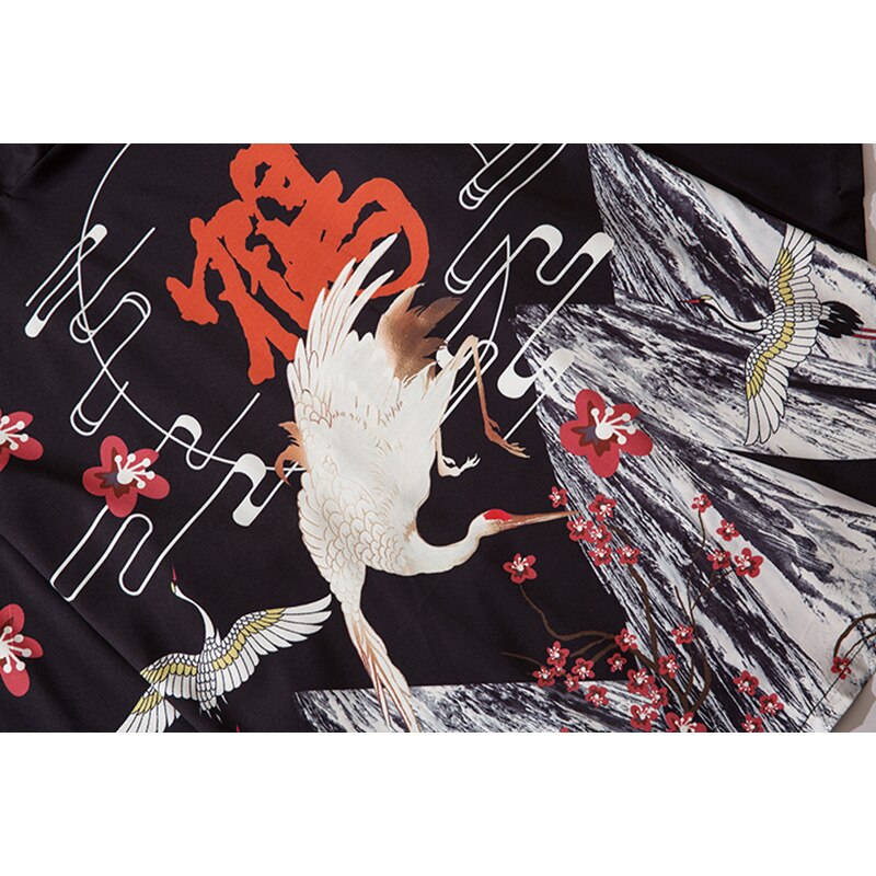 Kimono traditionnel pour hommes et femmes, Cardigan, vêtements asiatiques, manteau de plage décontracté, Yukata, chemise ample, imprimé grue, Kimono japonais
