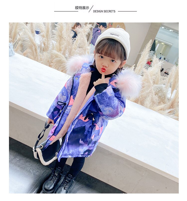 Babymeisjesjas herfst en winter meisjesjas graffiti #39 warme capuchonjas western stijl plus fluwelen kinderbedje