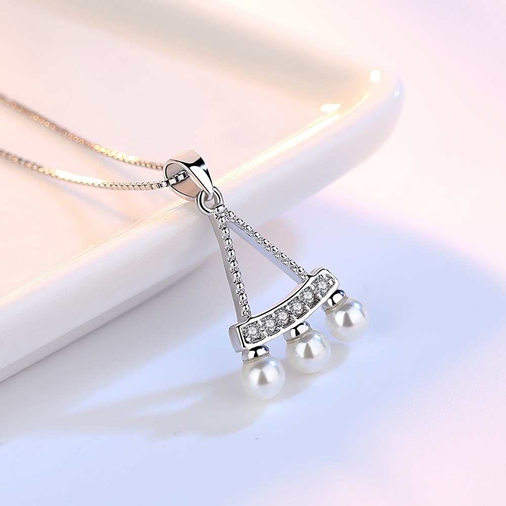 NEHZY-collar con colgante de plata de ley 925 para mujer, joyería de , collar de perlas de circonita de cristal de , 45CM de longitud