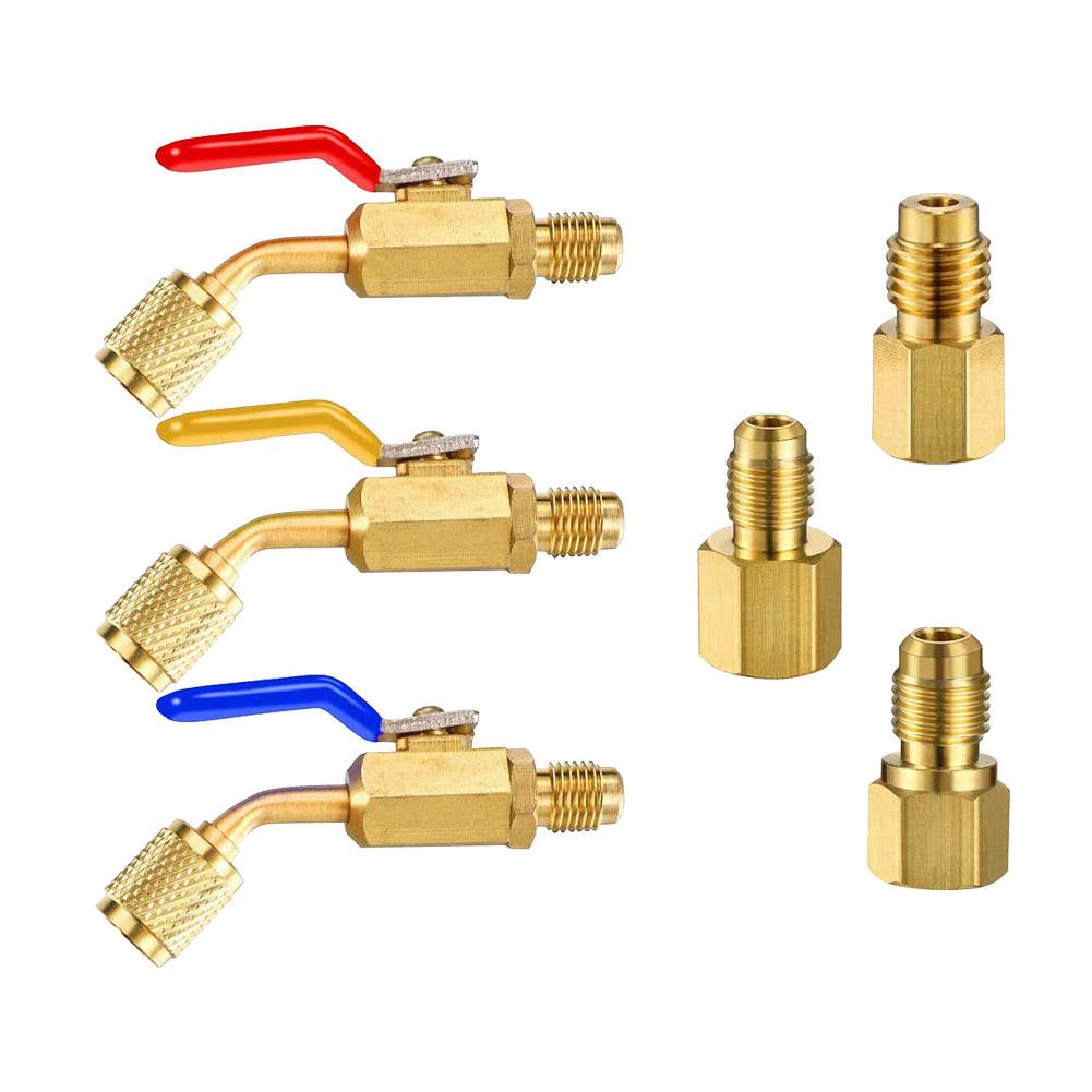 Air Conditioning Refrigerant Angled Compact Ball Valve 1/4 Inch For R410A R134A R12 R22 AC HVAC Air Conditioning Adapters