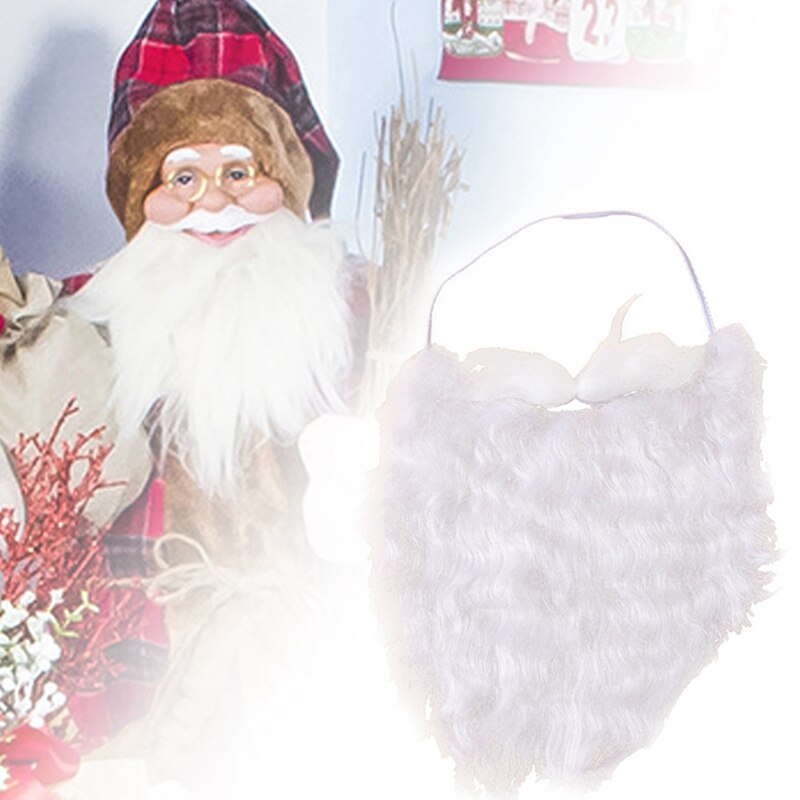 Hvid julemanden overskæg fancy kjole kostume skæg sæt jul xmas fest dekoration hårstykke tilbehør skæg