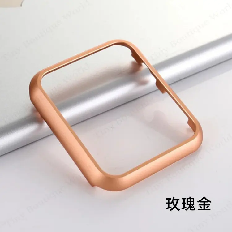 Metal Case for Apple Watch Series 9 8 7 41mm 45mm Aluminium Alloy Bumper Cases for iWatch 6 SE 40mm 44mm Frame Protective Cover: Rose Gold / 2 - 3.9 Inches