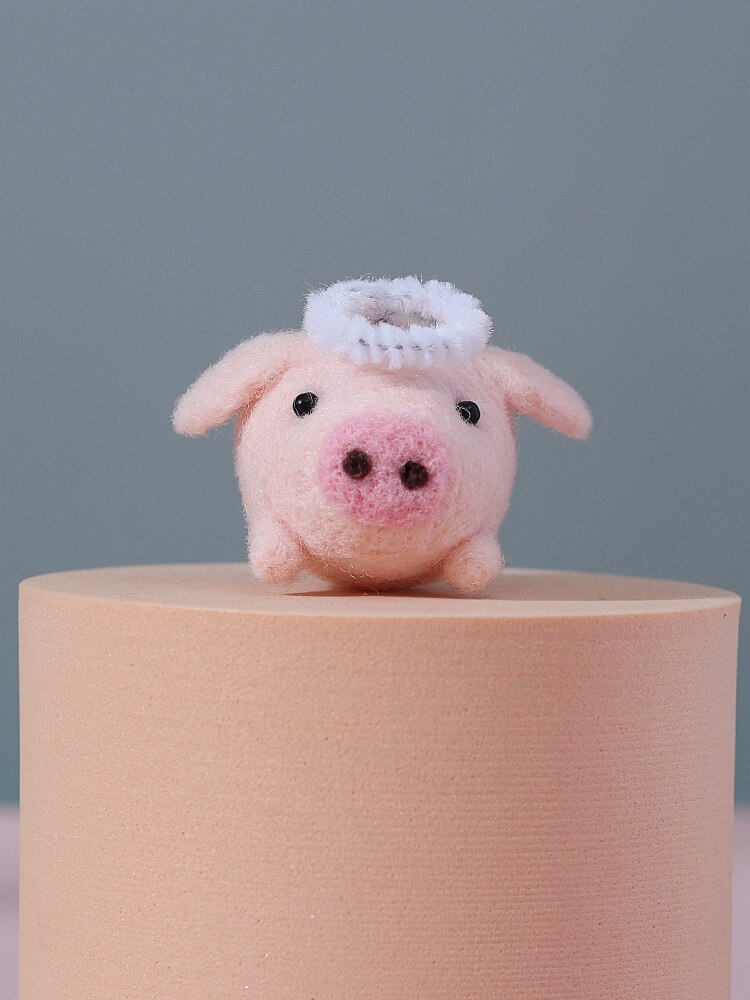 Animal key chain wool needlepoint kit wool felt needle felting pendant craft needlecraft DIY handmade