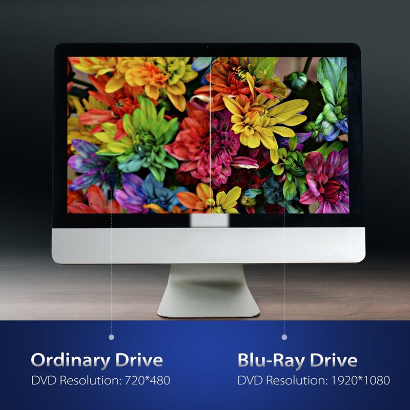 Eksternt bluray-drev usb 3.0 optisk drev bd-rw-brænderforfatter portatil ekstern blu ray-afspiller cd / dvd rw til pc / bærbar / æble