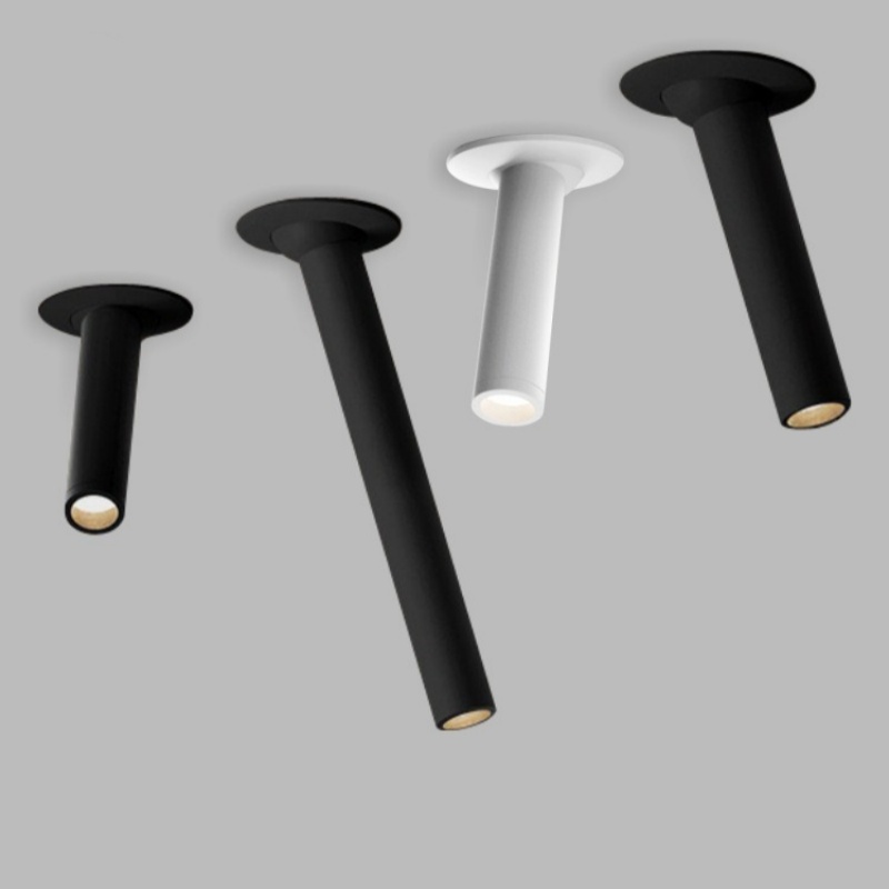 Lámpara LED de techo de tubo largo regulable integrada, luz de techo giratoria en ángulo COB de 12W para cocina, dormitorio, imagen, fondo de TV