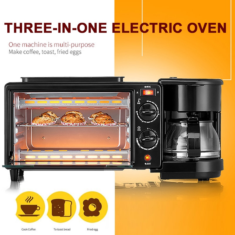 Electric Oven Toaster Breakfast Machine 1050W 50HZ 3 in 1 Practical Multi-Function Convenient Home Bakingtool Breadgrillmachine